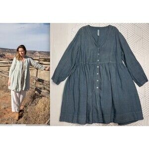 Homefrocks Handmade size  S Linen Button Tie Back Dress Jacket Tunic Lagenlook z